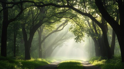 Obraz premium Sunlit Forest Path