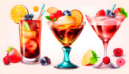 Colorful Fruit Cocktails