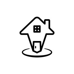 home location pin icon, simple flat style, illustration, logo sign symbol pictogram template, for ui or ux isolated on white for mobile app, editable