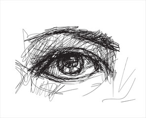 Sketch of an eye. Doodle drawing. Vector illustration of an eye. Eye drawn with ink.
