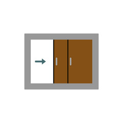 sliding door icon, simple flat style, illustration, logo sign symbol pictogram template, for ui or ux isolated on white for mobile app, editable
