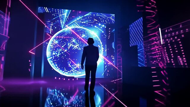 Futuristische Clubszene mit holografischen Effekten