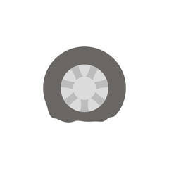flat tire icon, flat tire, low air pressure, simple flat style, illustration, logo sign symbol pictogram template, for ui or ux isolated on white for mobile app, editable