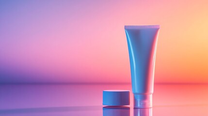 A tube of ointment or gel for external use, slightly squeezed out next to the cap, set against a gradient background with reflection. 