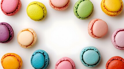 Obraz premium colorful macaroons circular permutation on white