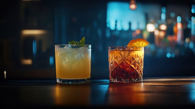 Transformation of a bartenders craft in Saint Petersburg with vibrant cocktails and moody lighting Generative AI