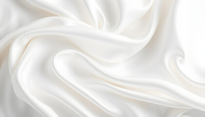 abstract smooth elegant white fabric texture background,flowing satin waves, hyperrealism. White tone
