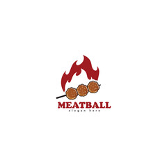 meatball logo design illustration template for asian food, processed meat, restaurant, business vector template