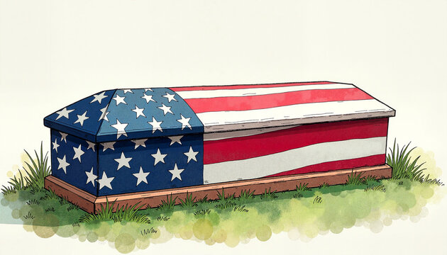Patriotic casket design featuring American flag for Memorial Day tribute
