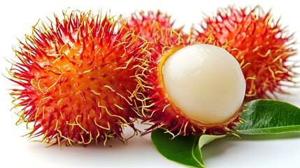rambutan sweet delicious fruit with leaf