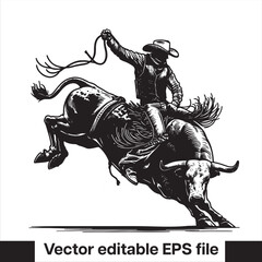 Cowboy bull rodeo vector