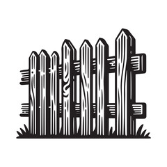 Simple Wooden Fence Vector Icon Design – Vintage Retro Logo & Illustration.