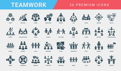 teamwork concepts collection premium icons, Roles Lifting Problem Solving Network