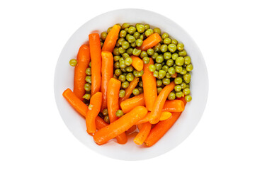 Green peas and carrot canned food tasty fresh delicious gourmet food background table rustic food...