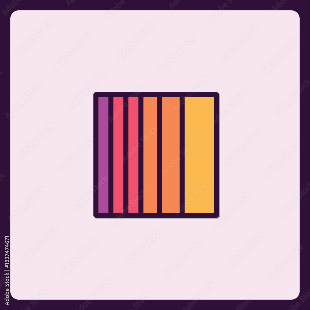 Poster vibrant spectrum square icon with linear chromatic arrangement design