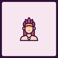 Colorful icon depicting a person with native american headdress illustration