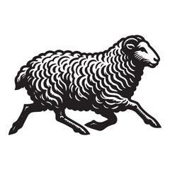Simple Suffolk Sheep Running Vector Icon Design &ndash; Vintage Retro Logo & Illustration