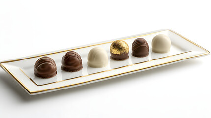 Elegant Artisan Chocolate Tasting Experience on Gold-Accented Plate