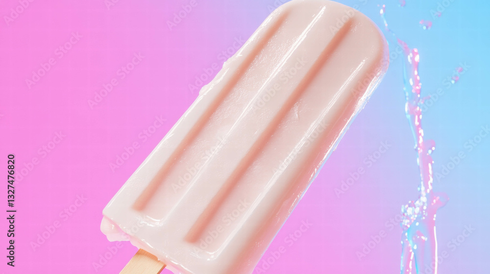 Poster pastel popsicle on gradient background for refreshing summer design