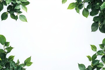 緑の葉が囲むシンプルな背景での自然の美しさと清潔感の表現
