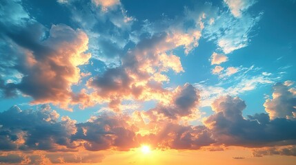 Fototapeta premium Golden sunset cloudscape vibrant sky spectacle