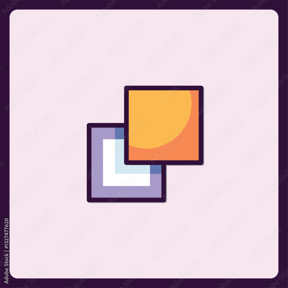 Poster stylized overlapping square icons, modern interface concept design element