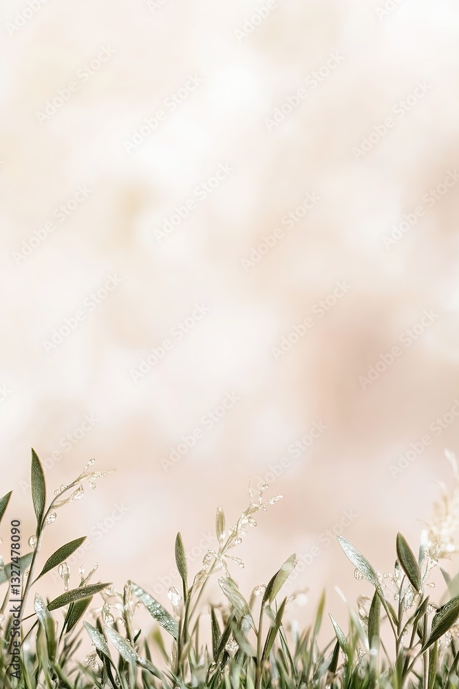 Aufkleber freshly trimmed grass sparkles with tiny dewdrops in the soft glow of morning sunlight. the blurred 