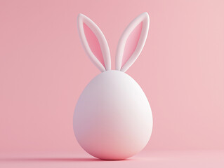 Fototapeta premium Egg with bunny ears for Easter celebration isolated on a solid color background