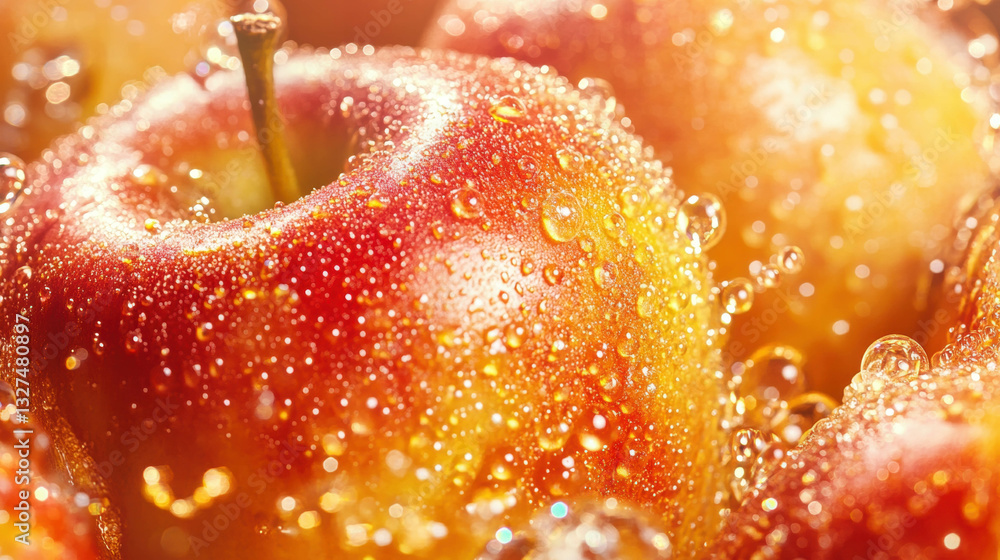 Poster close up of sparkling apple cider texture