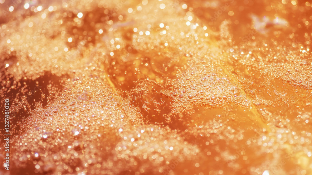Poster sparkling apple cider texture close-up for refreshing beverage concepts