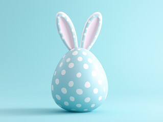 Festive Easter egg designed as a bunny with polka dot pattern