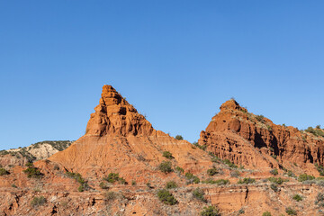 Fototapeta premium Rocky bluff in red rock canyons in rural Texas.