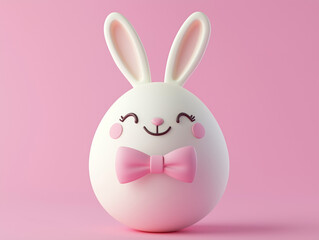 Fototapeta premium 3D Easter egg with a bow tie and bunny face design isolated