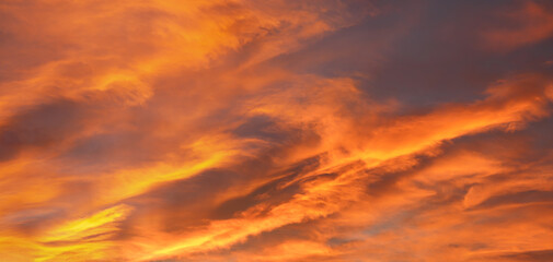 Fototapeta premium Dramatic orange sunset sky background