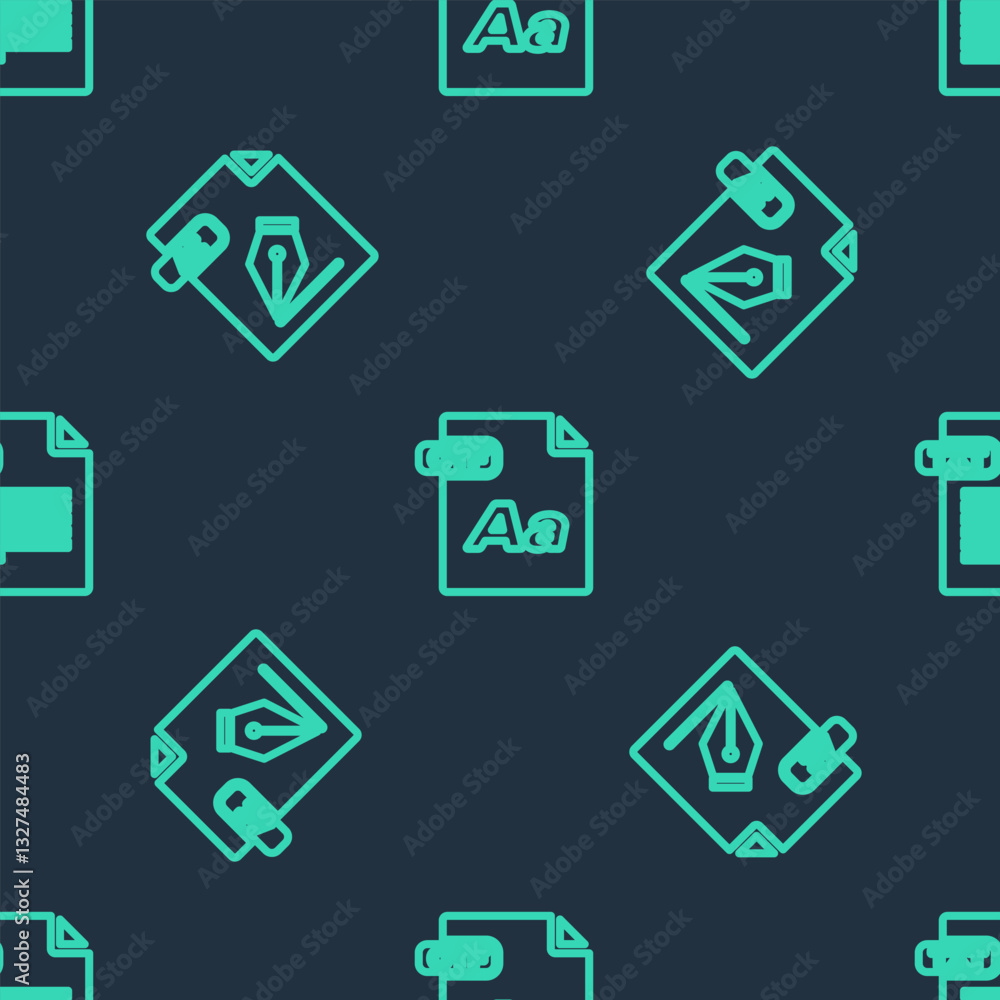 Poster set line otf file document, ai and txt on seamless pattern. vector