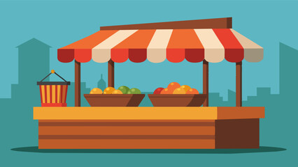 The oncevibrant market stall now appears dull and lifeless reflecting the struggle of the vendor to keep up with skyrocketing food prices.. Vector illustration