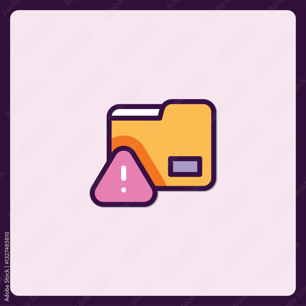 Poster stylized folder with warning sign symbolic of data security alert icon