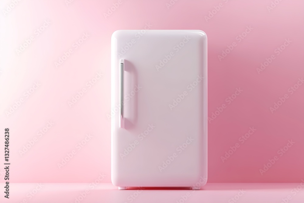 Poster this design features a 3d-rendered fridge icon showcasing smooth edges and a minimalistic style. the