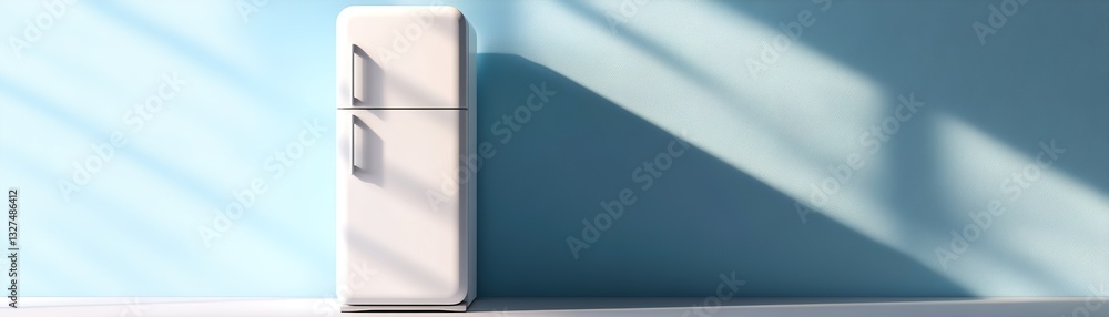 Aufkleber a 3d-rendered fridge icon features smooth edges and soft lighting. the design utilizes a minimalisti