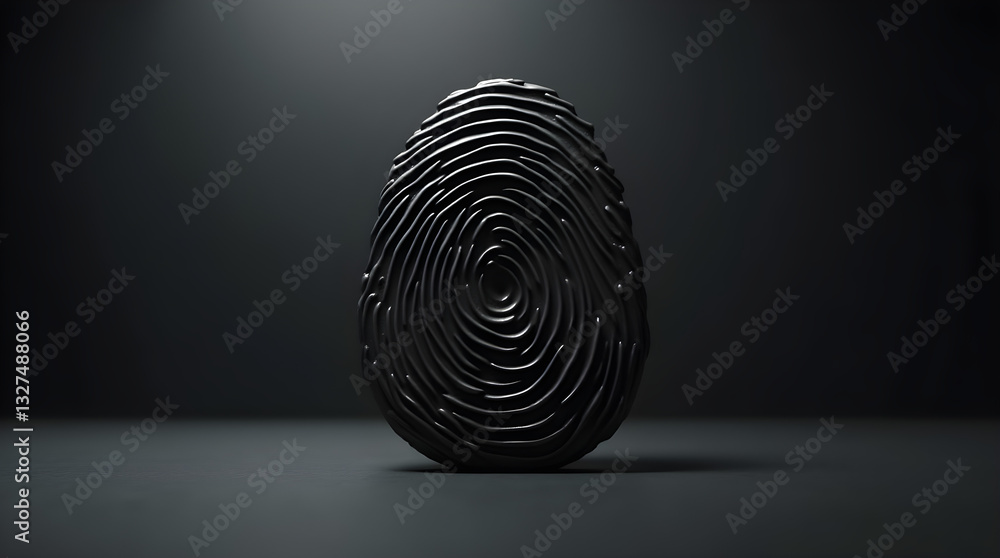 Poster black 3d fingerprint texture on dark background - minimalist identity security image