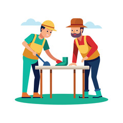 a flat illustration of men digging art