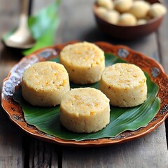 Fototapeta premium Delicious Asian Sweet Treats on Banana Leaf Plate