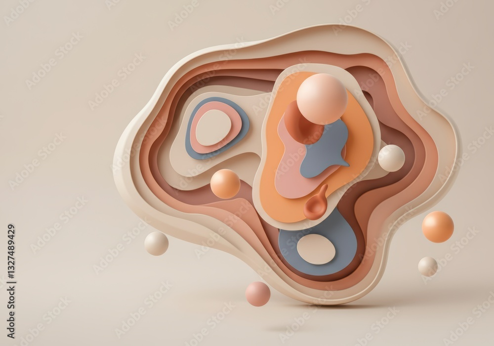 Aufkleber abstract layered shapes in soft pastel colors creating a modern design
