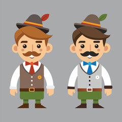 a flat illustration of a person wearing a traditional Oktoberfest costume vector art