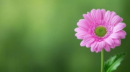 Obraz premium Beautiful Pink Flower with Green Center Against a Soft Green Background for Nature and Garden Themes