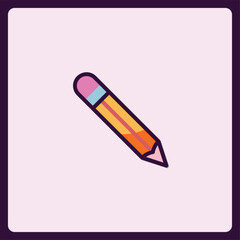 Stylized Pencil with Eraser Icon for Creative Projects and Education Designs