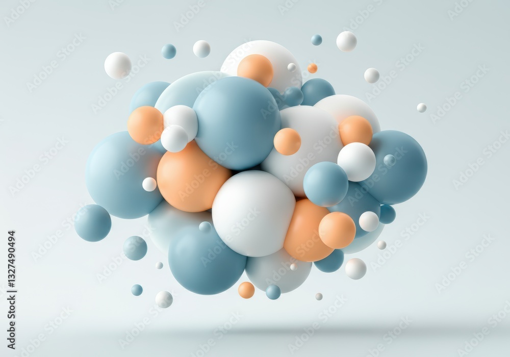 Poster colorful 3d spheres creating a dynamic abstract composition