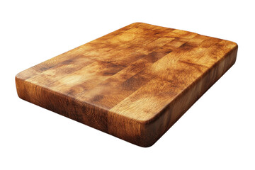 A Rich, Warm Butcher Block Cutting Board, Perfect For Preparing Delicious Meals, Showcasing Its Beautiful Wood Grain And Sturdy Construction With A Warm Amber Hue Isolated on Transparent Background