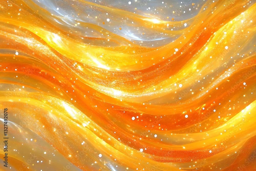 Poster ethereal golden energy flow with shimmering light particles abstract image