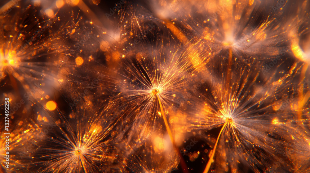 Poster close-up texture of dandelion and burdock soda with vibrant bubbling effect